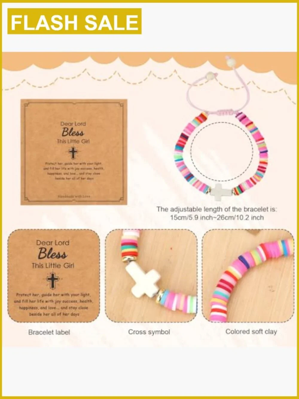 Cross Charm Bracelet for Girls Christian Jesus Jewelry Gift